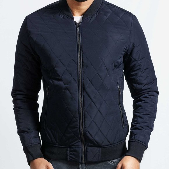 OLGYN Other - OLGYN Men's Quilted Navy Blue Bomber Jacket